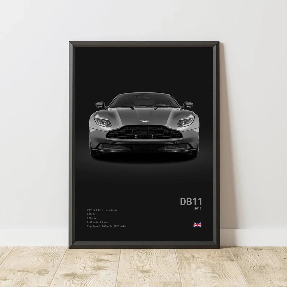 Aston Martin DB11 - CarPosters  DB11 Black / 30X40cm Unframed-DB11 Black / 40X60cm Unframed-DB11 Black / 50x70cm Unframed