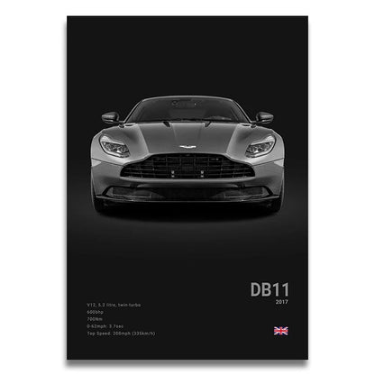 Aston Martin DB11 - CarPosters  DB11 Black / 30X40cm Unframed-DB11 Black / 40X60cm Unframed-DB11 Black / 50x70cm Unframed