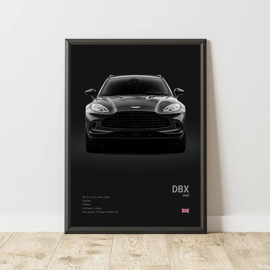 Aston Martin DBX - CarPosters  DBX Black / 30X40cm Unframed-DBX Black / 40X60cm Unframed-DBX Black / 50x70cm Unframed