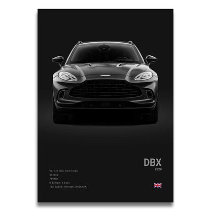 Aston Martin DBX - CarPosters  DBX Black / 30X40cm Unframed-DBX Black / 40X60cm Unframed-DBX Black / 50x70cm Unframed