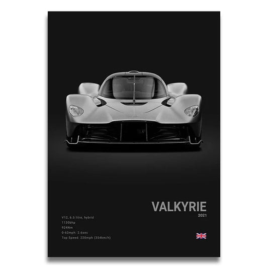 Aston Martin Valyrie - CarPosters  Valkyrie Black / 30X40cm Unframed-Valkyrie Black / 40X60cm Unframed-Valkyrie Black / 50x70cm Unframed