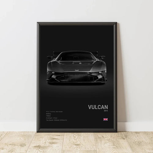 Aston Martin Vulcan - CarPosters  Vulcan Black / 30X40cm Unframed-Vulcan Black / 40X60cm Unframed-Vulcan Black / 50x70cm Unframed
