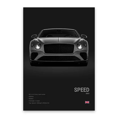 Bentley Continental GT Speed - CarPosters  Black / 30X40cm Unframed-Black / 40X60cm Unframed-Black / 50x70cm Unframed-Grey / 30X40cm Unframed-Grey / 40X60cm Unframed
