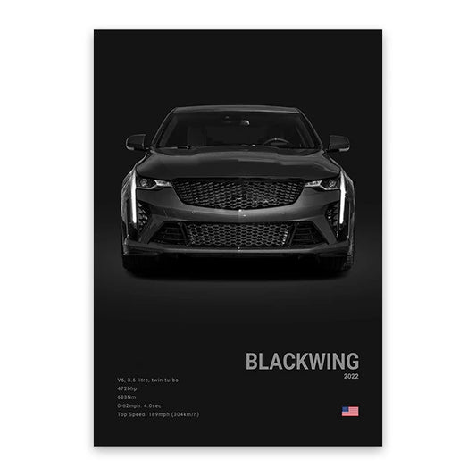 Cadillac CT4-V Blackwing - CarPosters  Black / 30X40cm Unframed-Black / 40X60cm Unframed-Black / 50x70cm Unframed-Grey / 30X40cm Unframed-Grey / 40X60cm Unframed