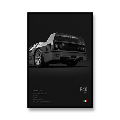 Famous Cars RS3 918 F40 Canvas Wall Art Print Poster GT500 Decoration Painting Home Decor Car Lover Gift Unframed