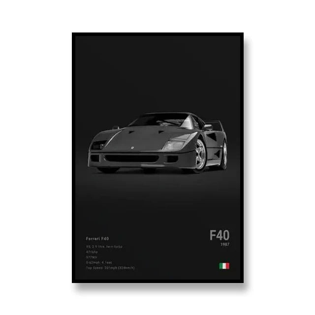 Famous Cars RS3 918 F40 Canvas Wall Art Print Poster GT500 Decoration Painting Home Decor Car Lover Gift Unframed