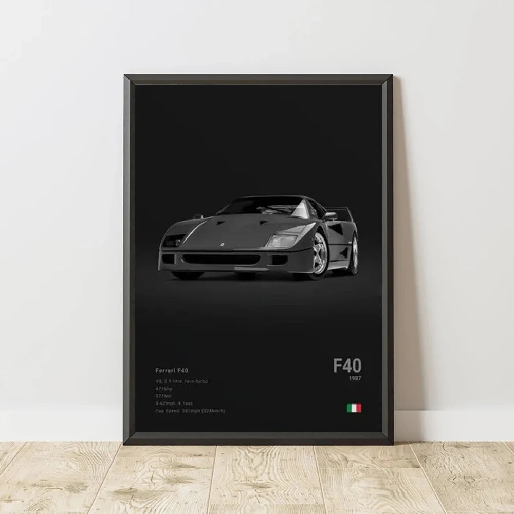 Famous Cars RS3 918 F40 Canvas Wall Art Print Poster GT500 Decoration Painting Home Decor Car Lover Gift Unframed