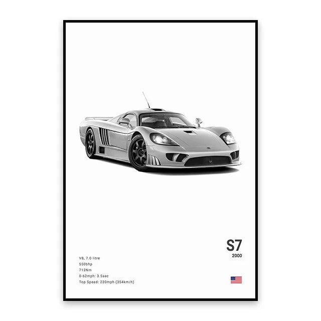 Saleen S7 - CarPosters  Black / 30X40cm Unframed-Black / 40X60cm Unframed-Black / 50x70cm Unframed-Grey / 30X40cm Unframed-Grey / 40X60cm Unframed