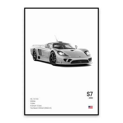Saleen S7 - CarPosters  Black / 30X40cm Unframed-Black / 40X60cm Unframed-Black / 50x70cm Unframed-Grey / 30X40cm Unframed-Grey / 40X60cm Unframed