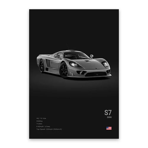 Saleen S7 - CarPosters  Black / 30X40cm Unframed-Black / 40X60cm Unframed-Black / 50x70cm Unframed-Grey / 30X40cm Unframed-Grey / 40X60cm Unframed