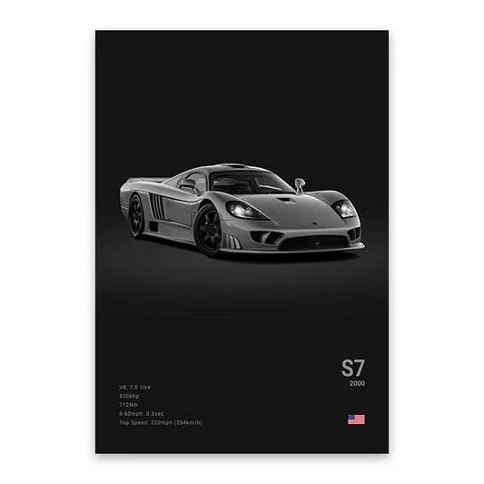 Saleen S7 - CarPosters  Black / 30X40cm Unframed-Black / 40X60cm Unframed-Black / 50x70cm Unframed-Grey / 30X40cm Unframed-Grey / 40X60cm Unframed