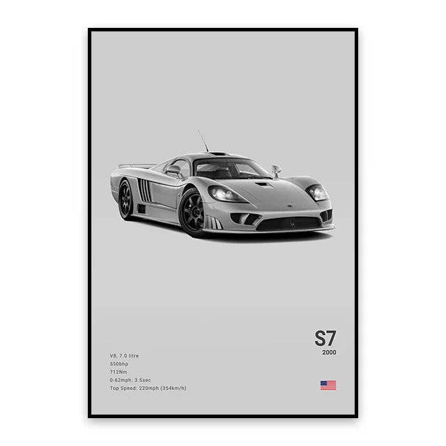 Saleen S7 - CarPosters  Black / 30X40cm Unframed-Black / 40X60cm Unframed-Black / 50x70cm Unframed-Grey / 30X40cm Unframed-Grey / 40X60cm Unframed