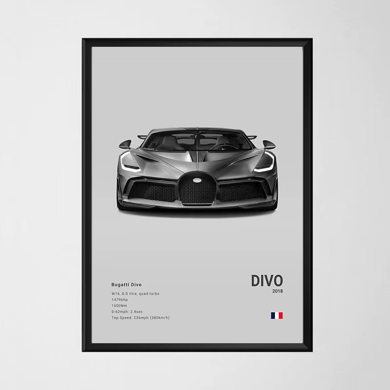 Famous Cars World Famous Sports Luxury Car EB110 BOLIDE DIVO Poster and Prints Canvas Painting Wall Art Pictures Room Office